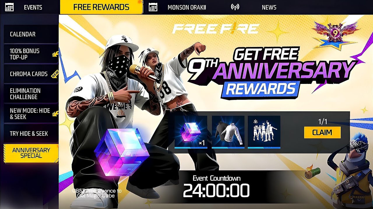 9th Anniversary Event Free Rewards 💥😮| 50% off monthly membership| free fire new event| ff new event