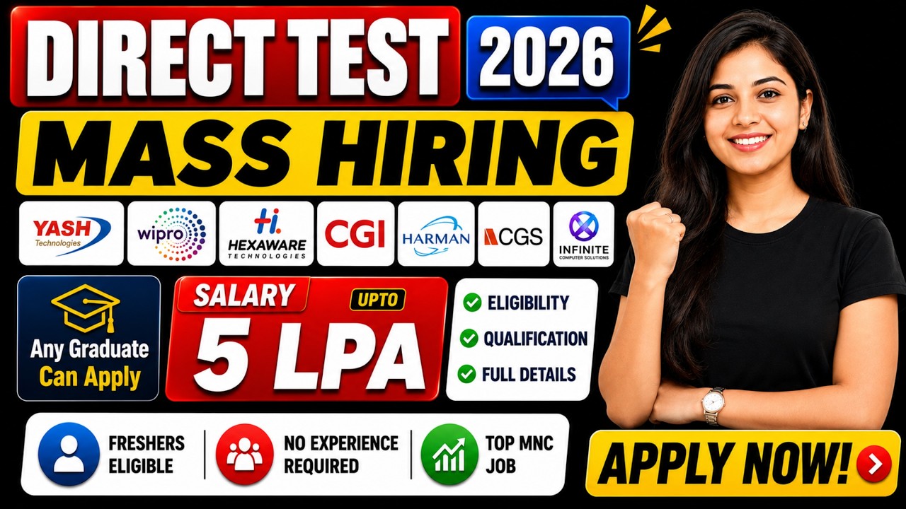Direct Test Mass Hiring for Freshers 2026 | Multiple Companies Hiring | Apply Now