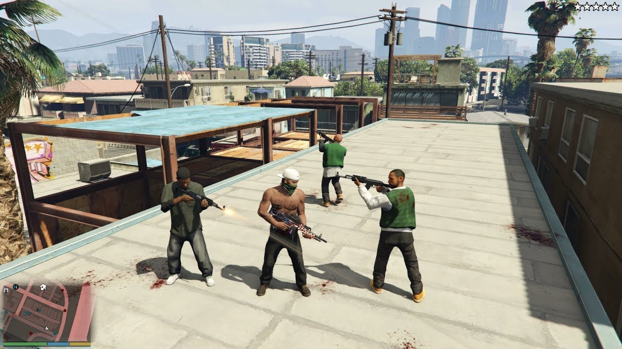 GTA 5 - Franklin, Lamar And The Families FIVE STAR COP BATTLE (GTA V Funny Moments)