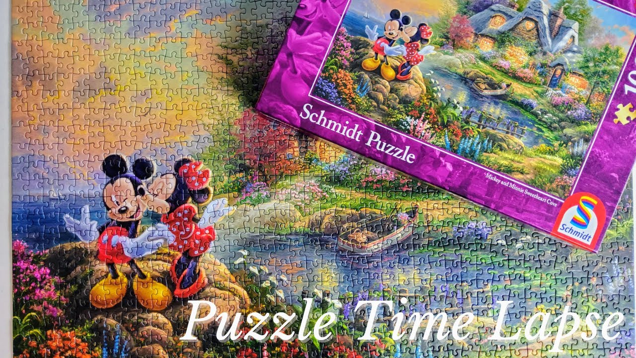 Schmidt Disney Mickey and Minnie Sweetheart Cove Puzzle by Kinkade 1000 PCS Oddly Satisfying