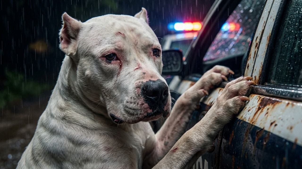 Un Dogo Argentino suplica ayuda a un policía en la carretera… pero ya es demasiado tarde.