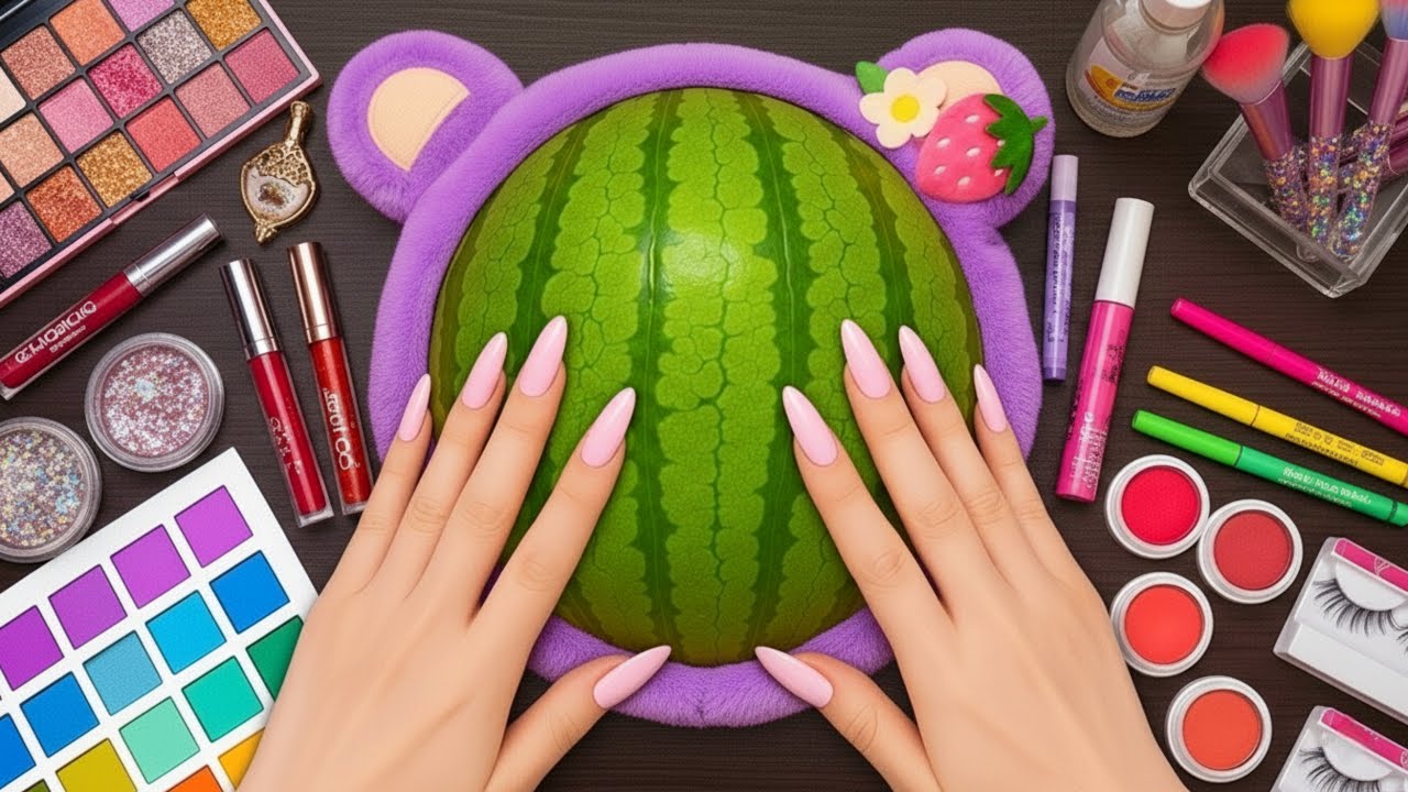 ASMR Makeup on Watermelon (No Talking)