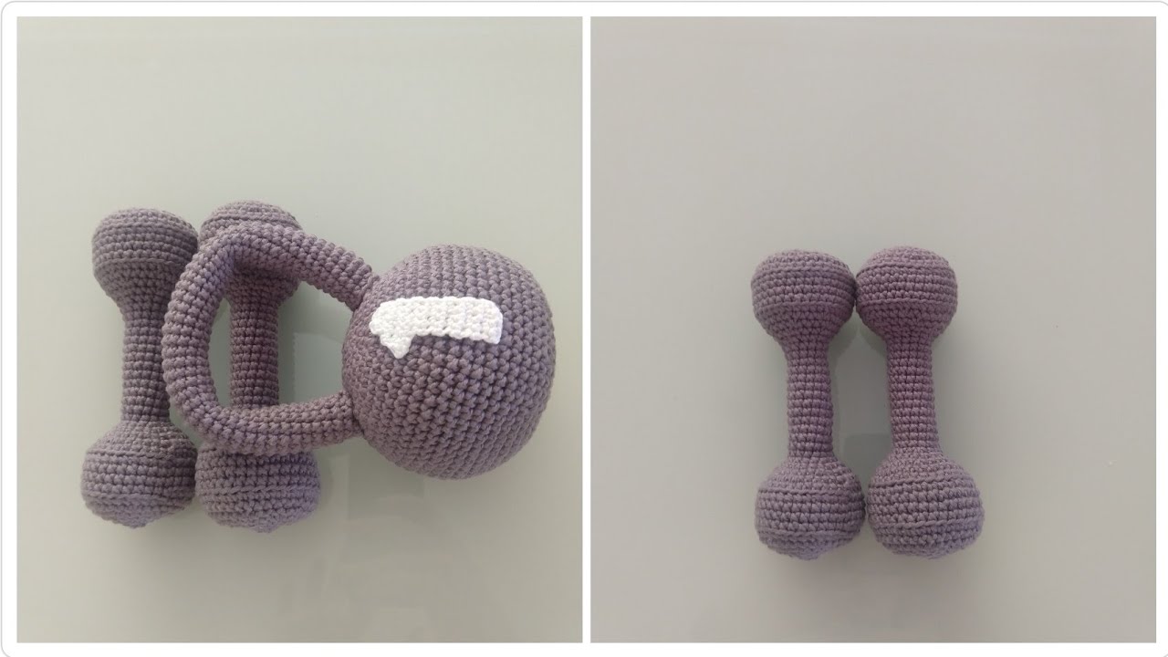 halteres e kettlebell de crochê  (amigurumi). PARTE 1