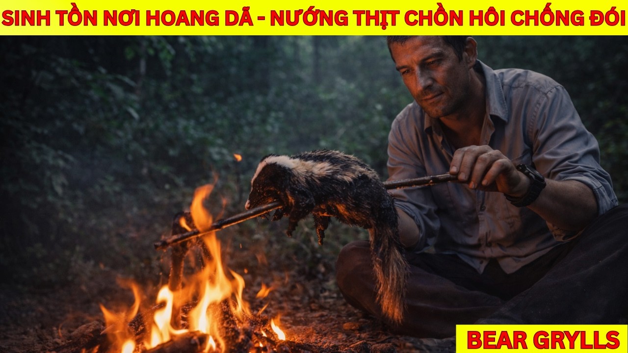 Sinh Tồn Nơi Hoang Dã Cùng Bear Grylls - Nướng Chồn Hôi Ăn Chống Đói
