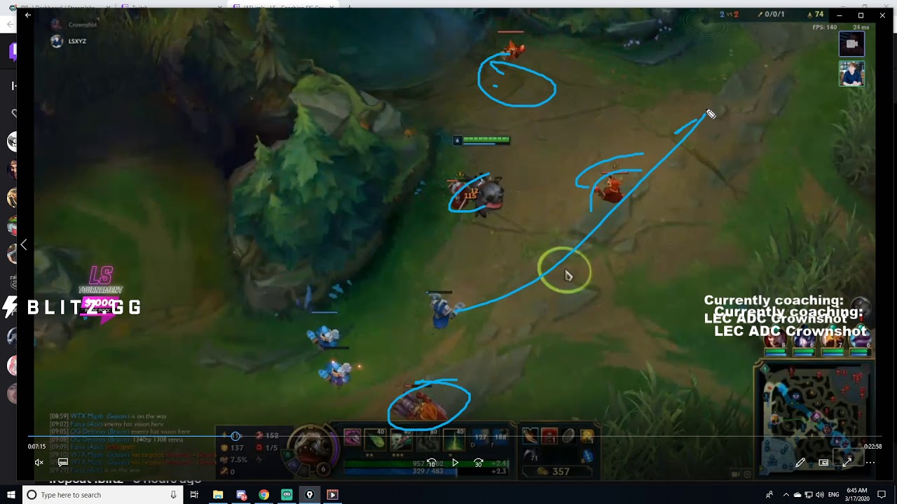 [LS Coaching] EUW Challanger Bot Kog'Maw (SK Crownshot) (pt. 2: vod review) - Feat. freezing