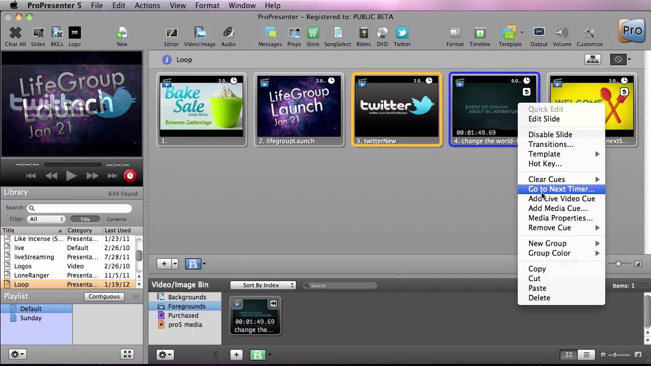 ProPresenter 5 - Pre-Show Announcement Loops