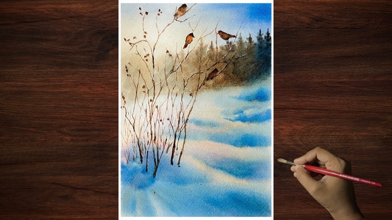 Winter Sunrise Landscape Painting 