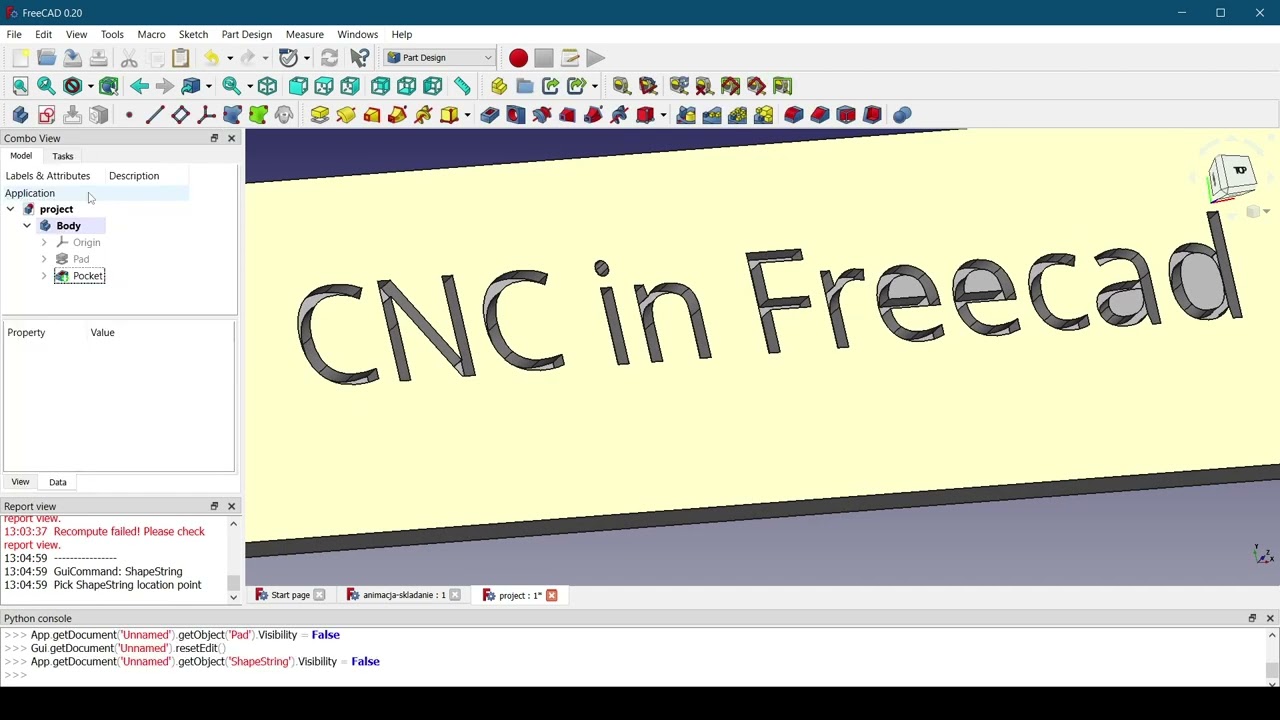 Engrave in freecad Tutorial. Label. Letters