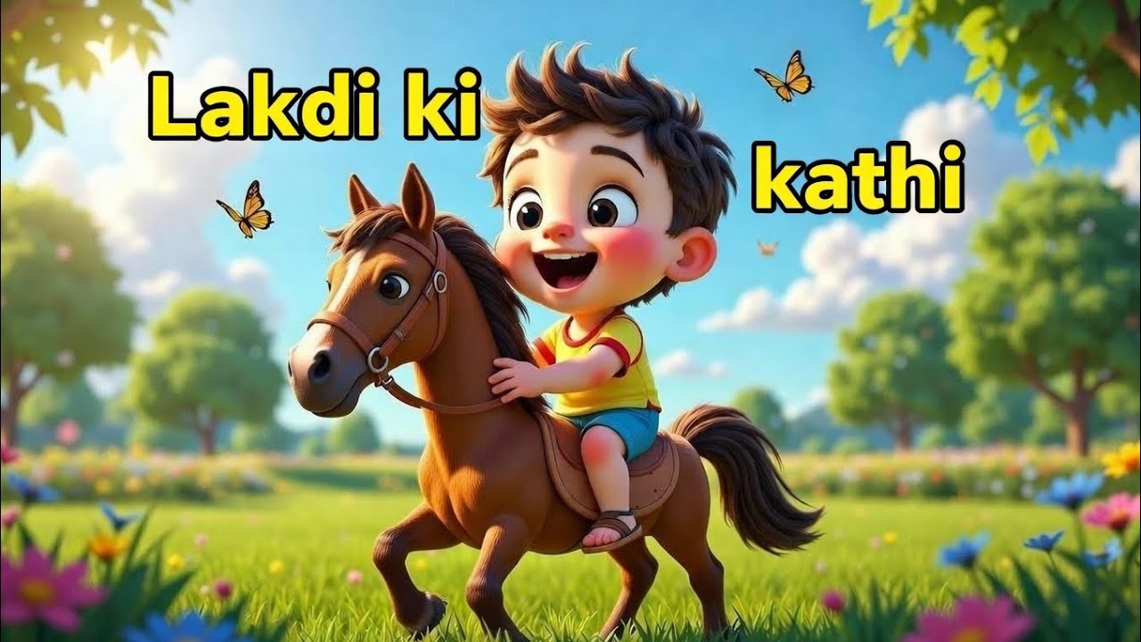 Lakdi Ki Kathi | Kids Rhyme in Urdu/Hindi | Wooden Stick Horse Poem | Cartoon Rhyme
