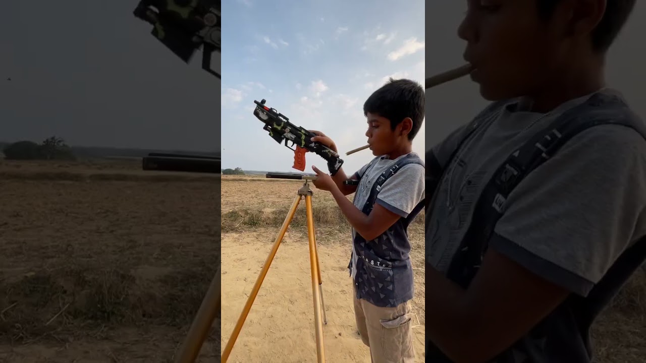 village boy did KGF gun scene 🔥 #shorts