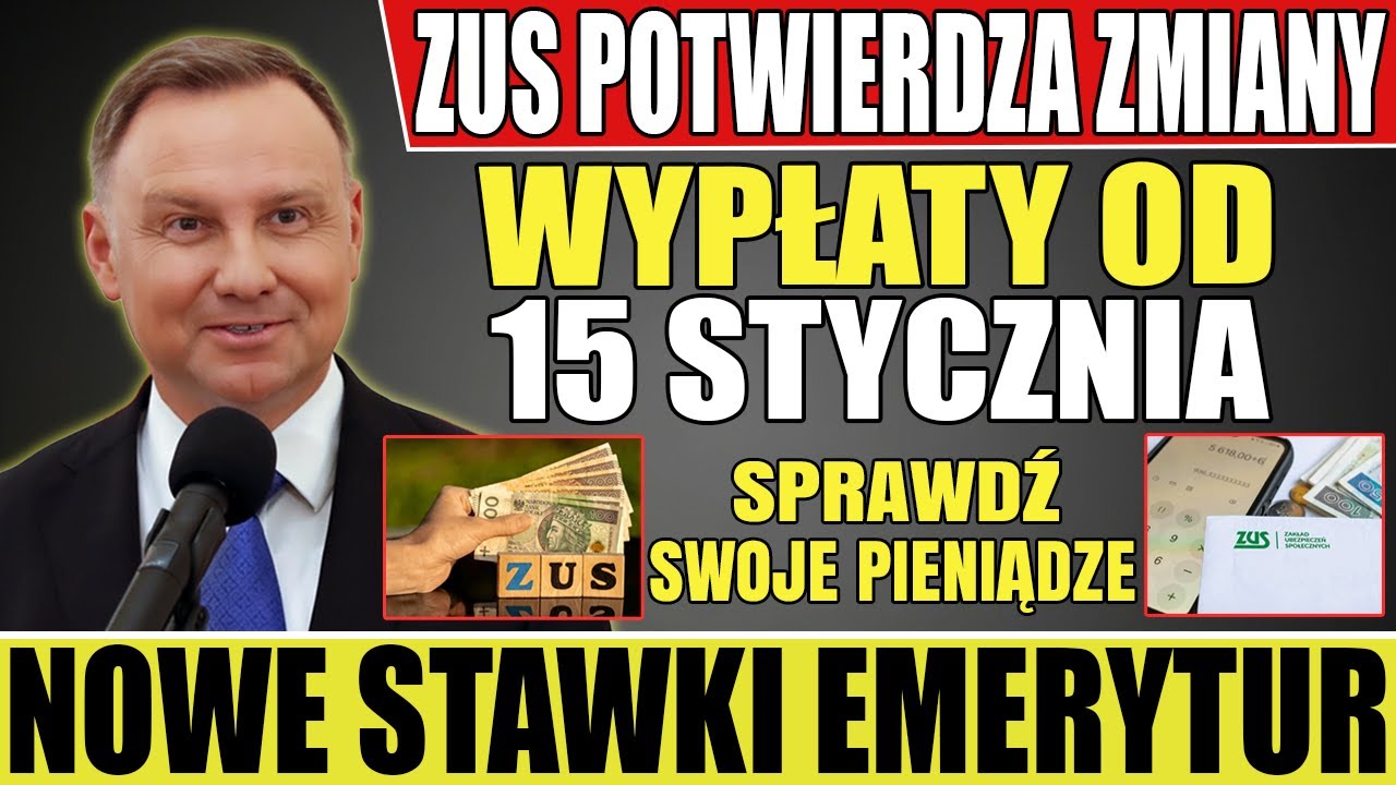 ZUS potwierdza nowe stawki emerytur i terminy wypłat – zmiany od 15 stycznia!