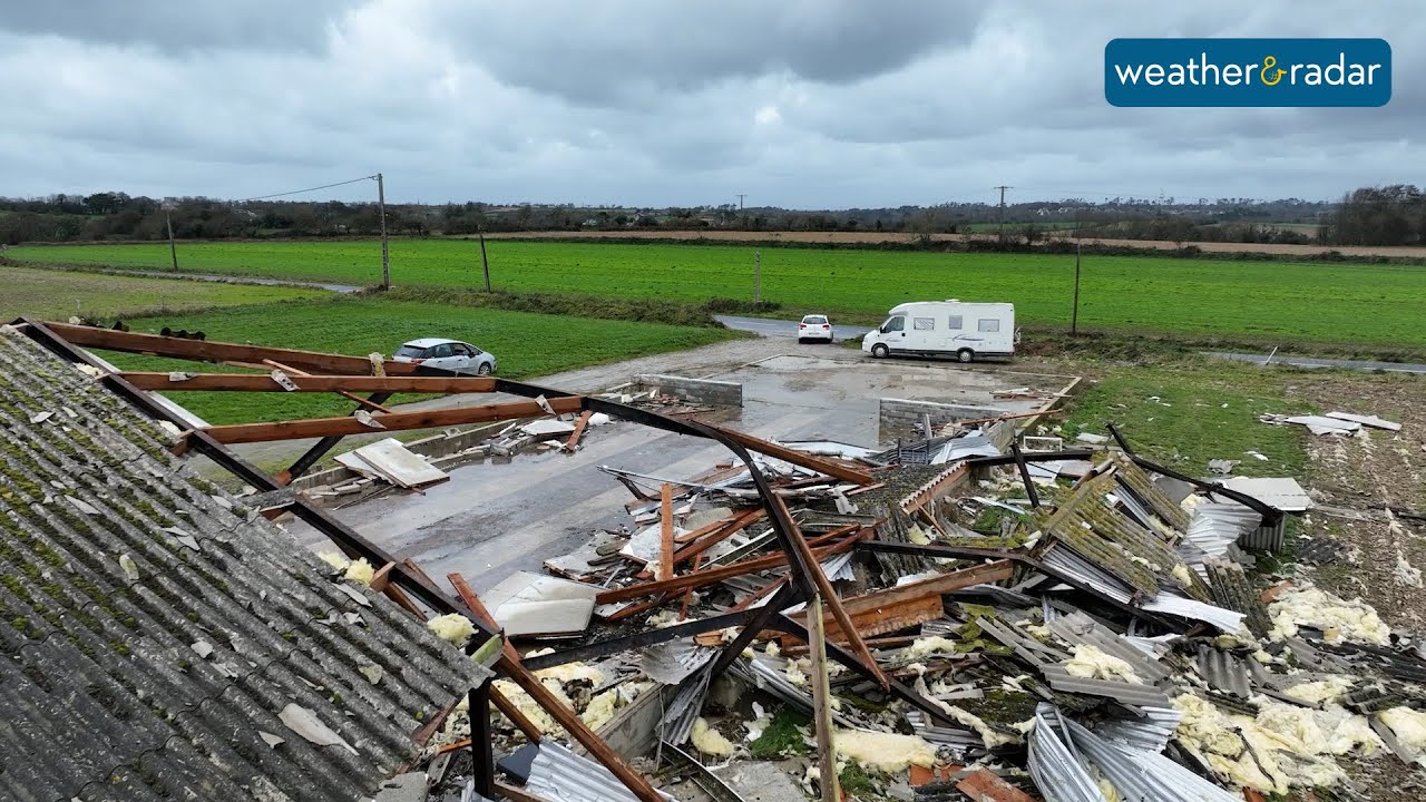 Damage across Le Conquet from Storm Ciarán