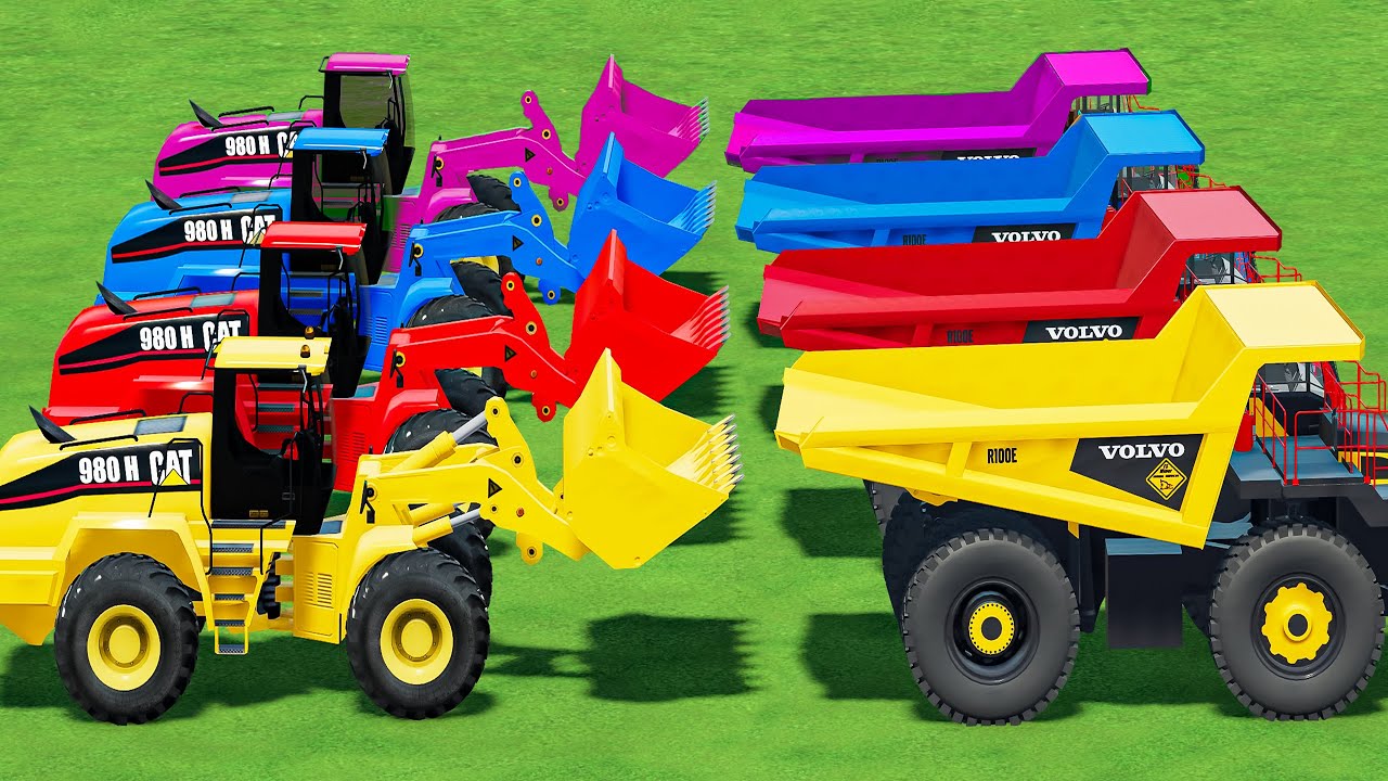 RAINBOW MACHINES AT WORK! GIANT LOADER MOVES SAND WITH MONSTER TRUCKS &ndash; FS22