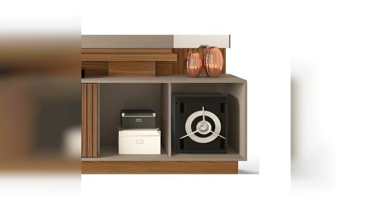 Review: Estante para Sala Lupi TV at&eacute; 55 Polegadas c/ 1 Porta de Correr e 3 Nichos Carvalho/Gr...