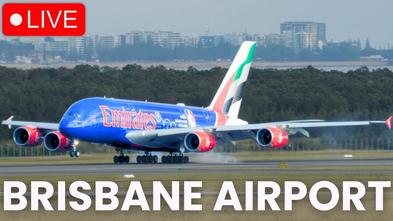 🔴 LIVE Plane Spotting Brisbane Airport + SPECIAL EMIRATES A380 🏀