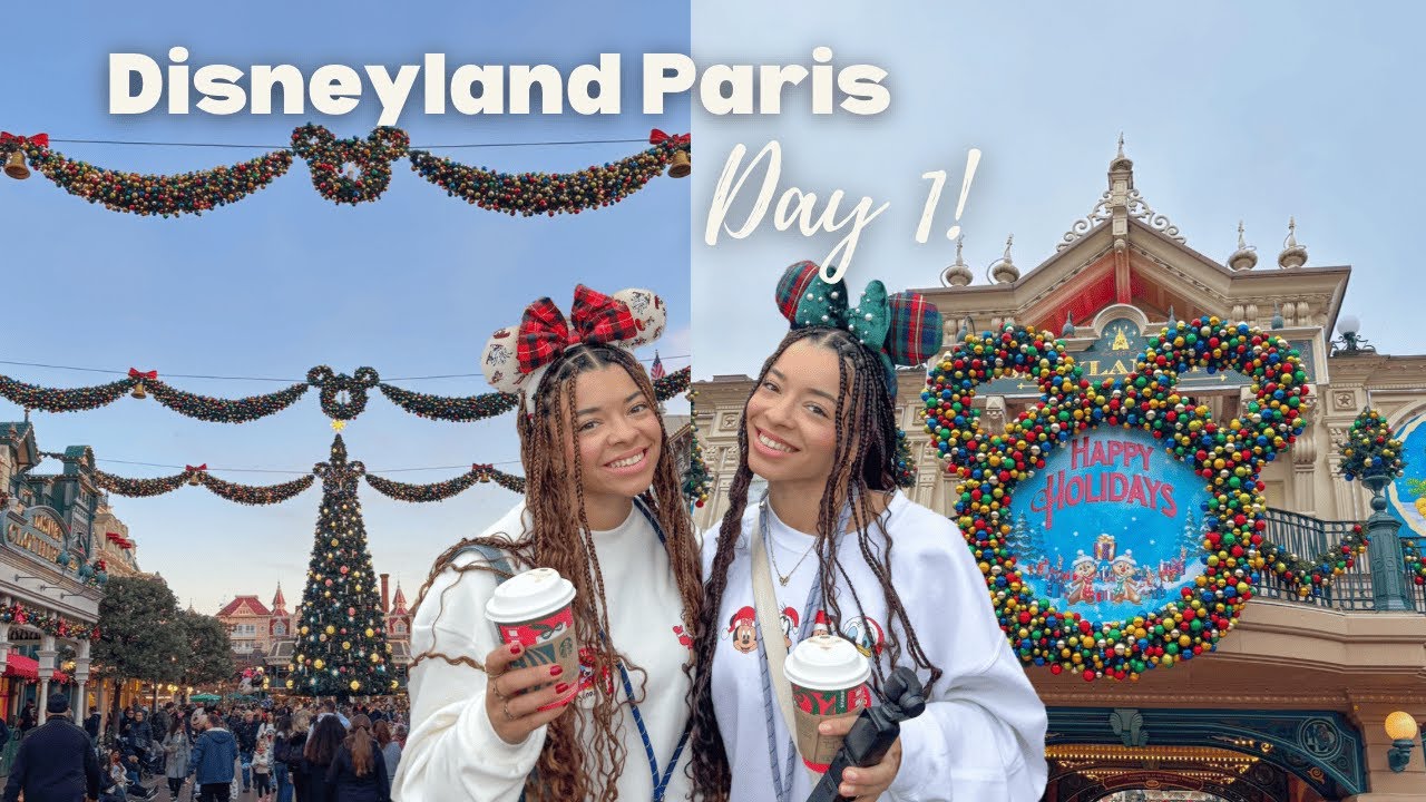 DISNEYLAND PARIS! 🐭🇫🇷🎄| DAY 1 Airport Travel Day | Sequoia Lodge Check in | Christmas parade & more!