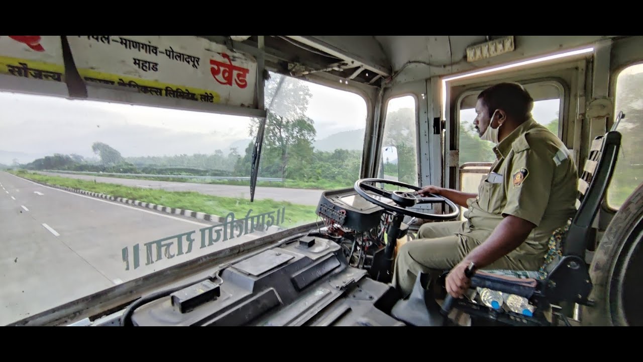 KHED TO MUMBAI : FULL JOURNEY : MSRTC SEMI LUXURY HIRKANI ST BUS CABIN RIDE