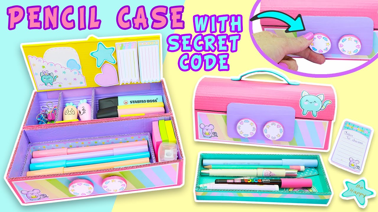 КАРТОННЫЙ ПЕНАЛ с СЕКРЕТНЫМ КОДОМ для открытия KittyMouse - Назад в школу | aPasos Crafts DIY