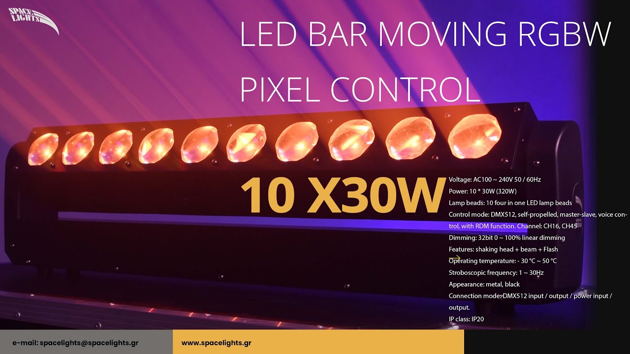 SPACE LIGHTS MOVING BAR 10 X 30W PIXEL CONTROL