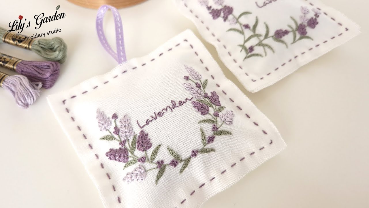 [릴리스가든 프랑스자수 소품] 천연 라벤더 샤쉐(향낭) Natural lavender French embroidery sachet