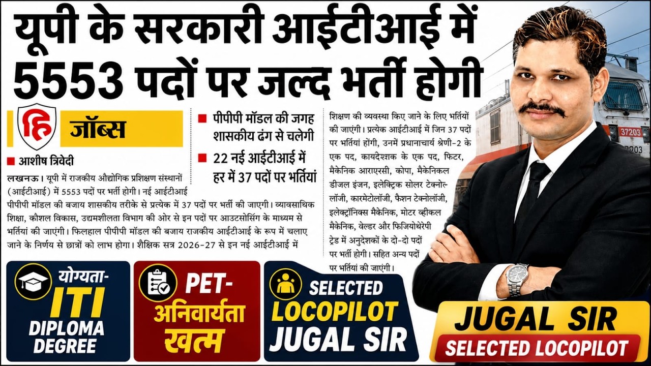 Bumper Recruitment for 5553 Posts in UP ITI | Big News for ITI, Diploma, and Degree Holders | PET...