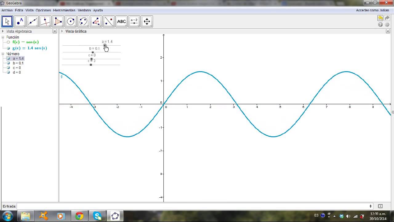 Grafica de la Función Seno en Geogebra