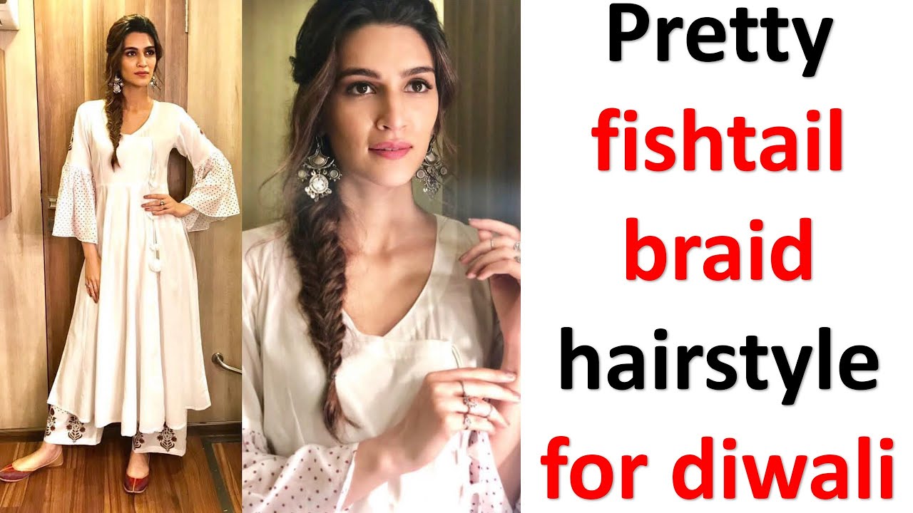 Pretty fishtail braid hairstyle for diwali | easy hairstyle for kurti plazo