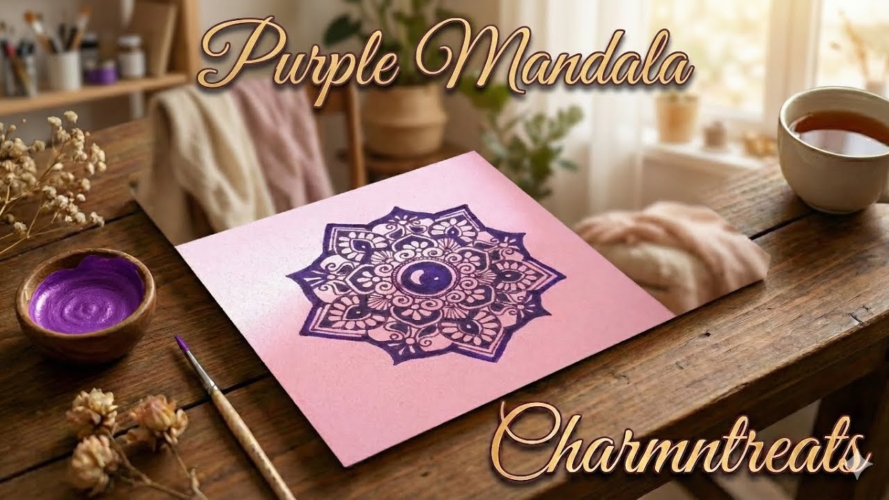 💜 Purple Floral Mandala Drawing | Easy & Aesthetic Mandala Art for Beginners 🌸| Charmntreats mandala