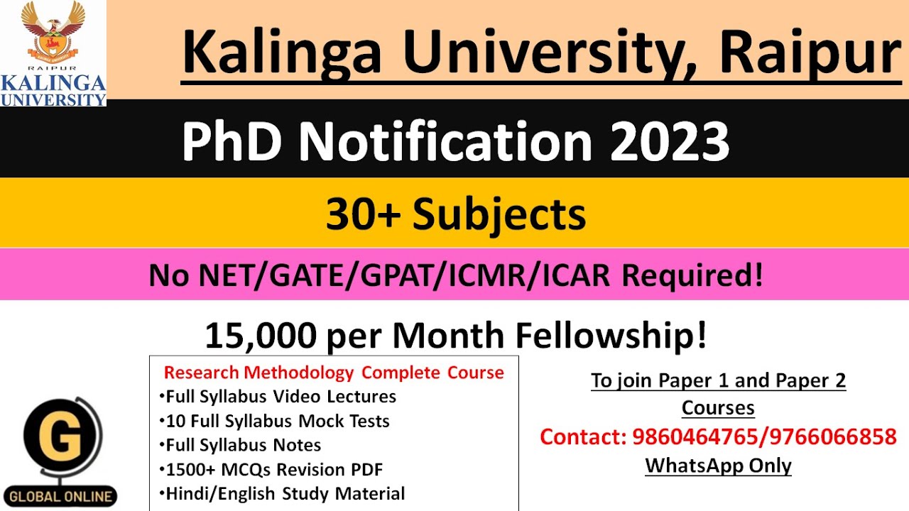 Kalinga University, Raipur PhD Notification 2023|PhD Application 2023 at Best University in India|