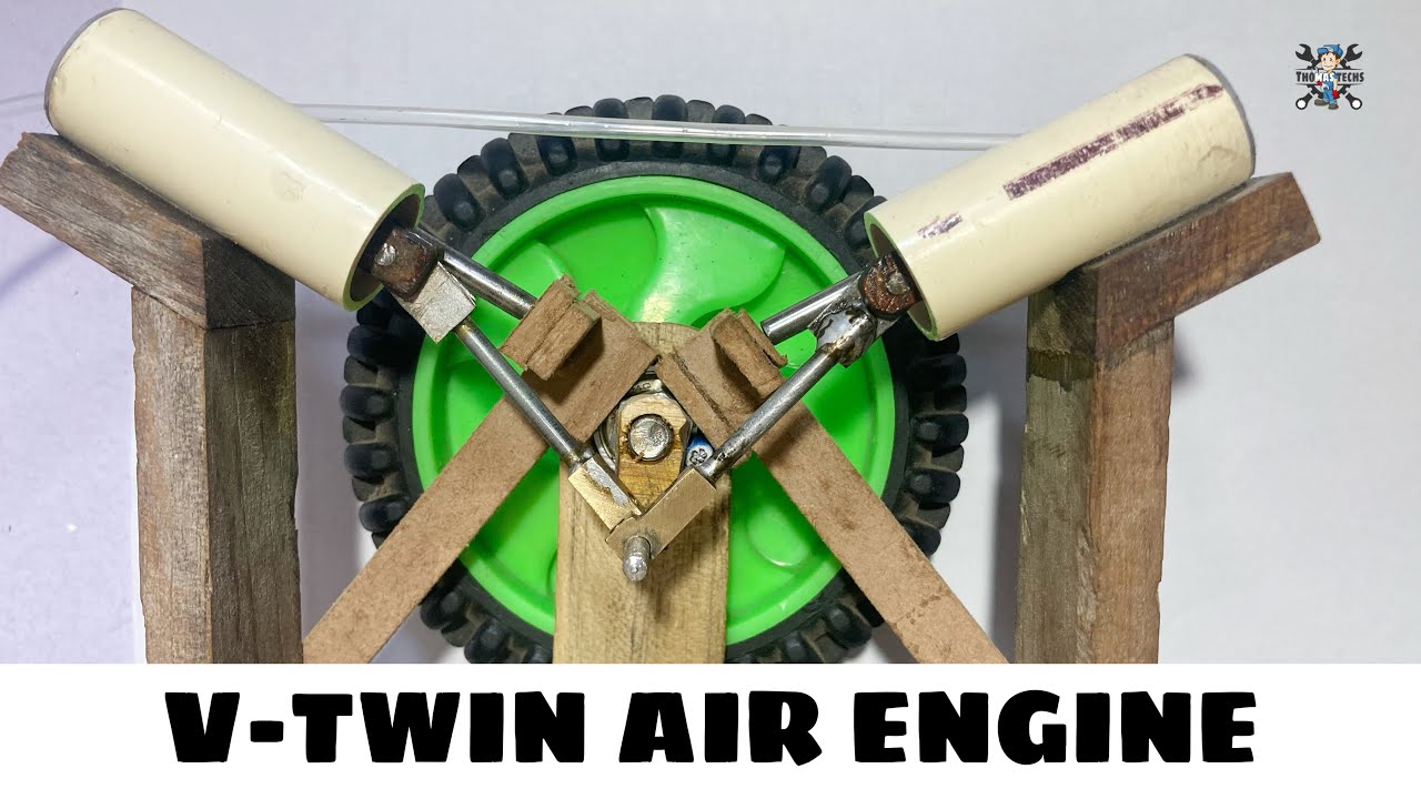 Homemade V - Twin air engine || compressor air engine