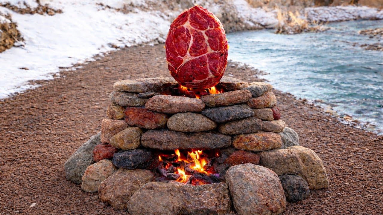 Fresh Steak Cooked in a Stone Tandoor | Snowy Winter Day!