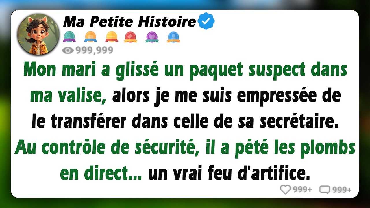 Mon mari a gliss&eacute; un sac dans ma valise. Je l'ai transf&eacute;r&eacute; dans celle de sa secr&eacute;taire. Au contr&ocirc;le