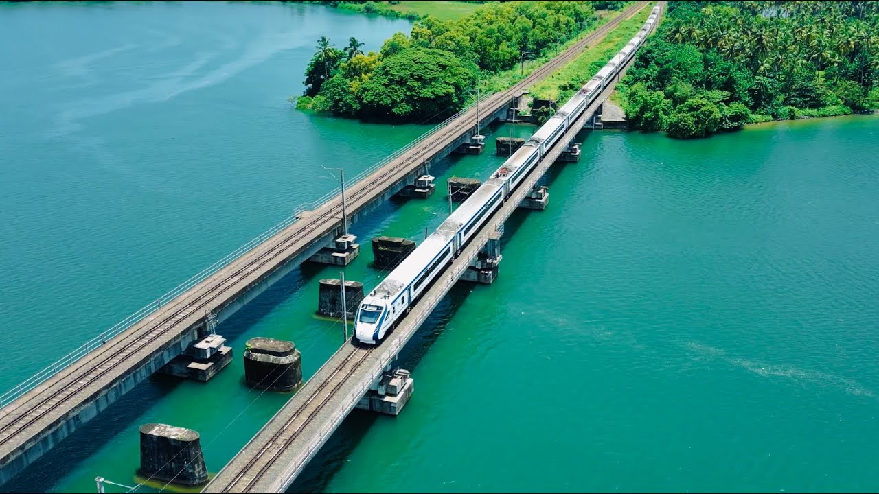 Vande Bharat Express Kasaragod | Chandragiri Railway Bridge & Kalanad Tunnel | Drone View