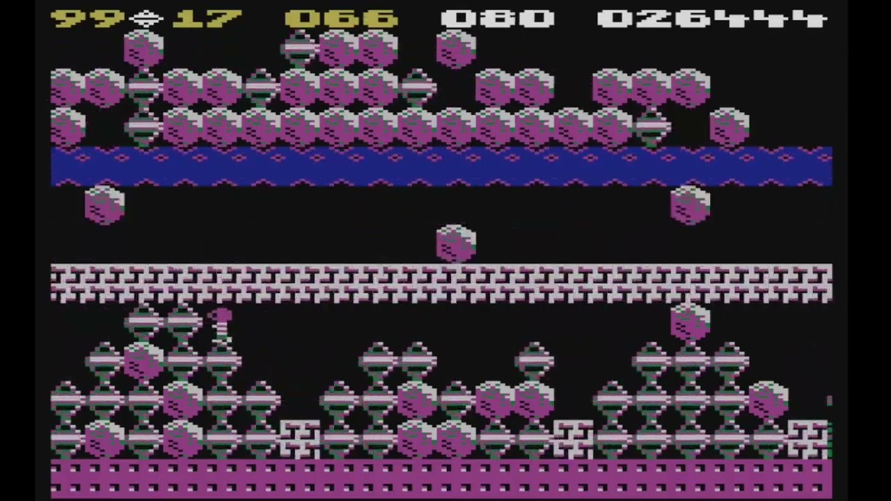 Atari 800 Game: Boulder Dash Lightning Dash (all 40 levels shown and mostly completed)