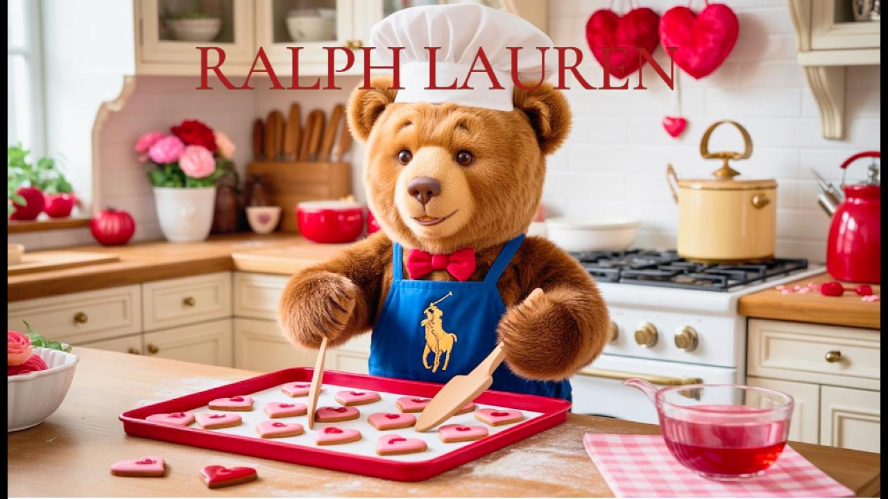 Polo Bear Baking Valentine’s Day Cookies 🍪❤️ | Ralph Lauren–Inspired Cozy Kitchen Ambience
