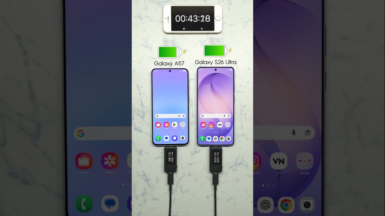 Samsung Galaxy A57 vs Samsung Galaxy S26 Ultra Charging Test