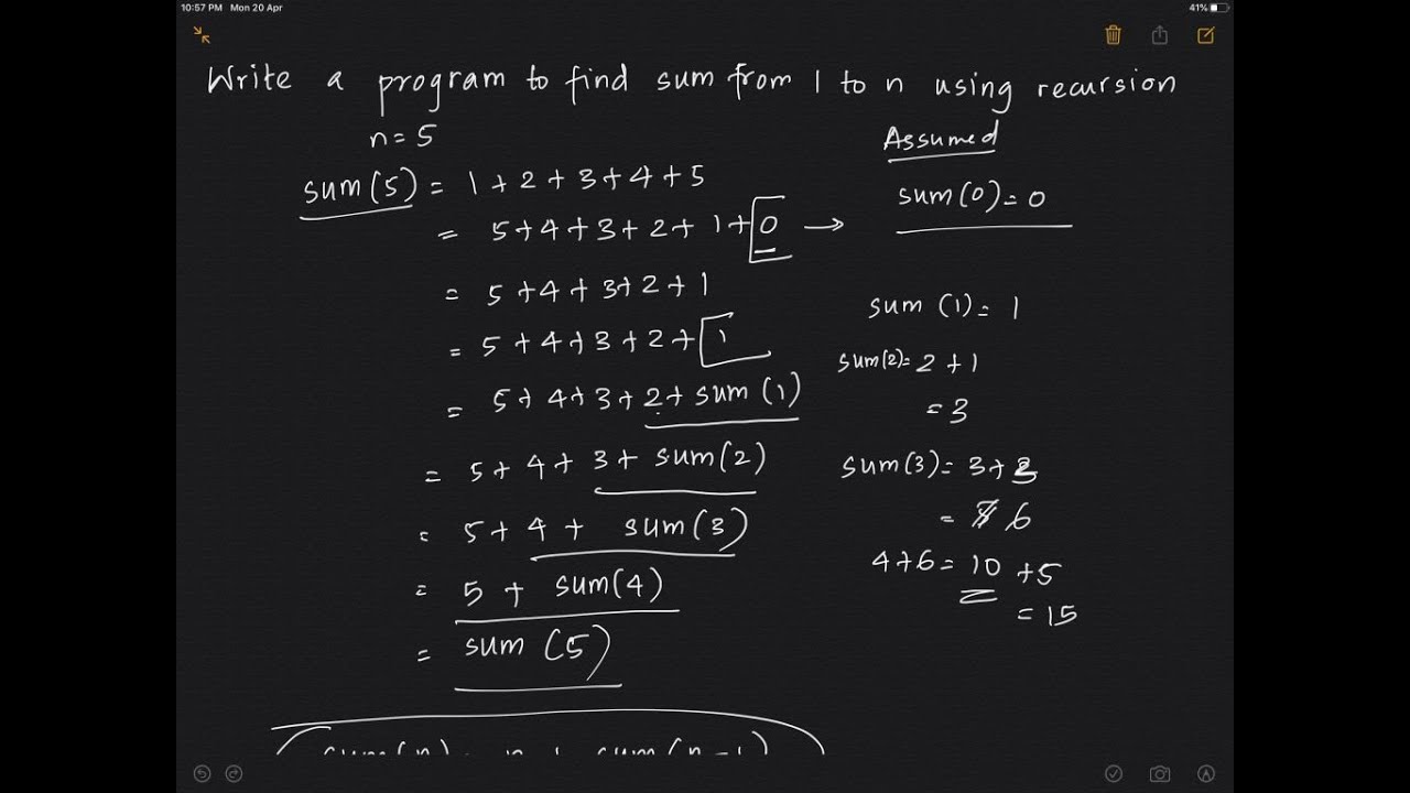 Sum from 1 to n (Recursion)