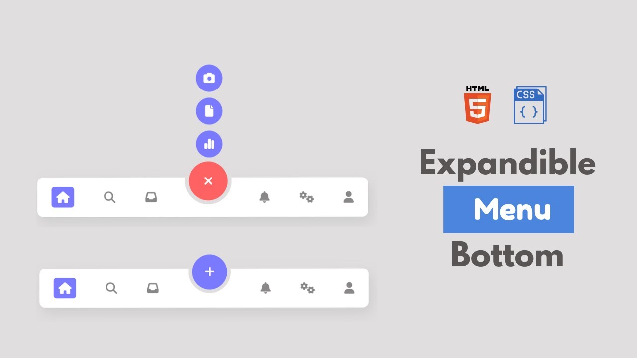 Bottom Navigation Bar With Expandable Menu Using HTML & CSS
