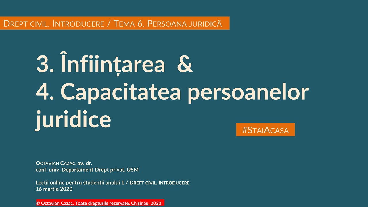 Înființarea, capacitatea civilă a persoanei juridice (MD)