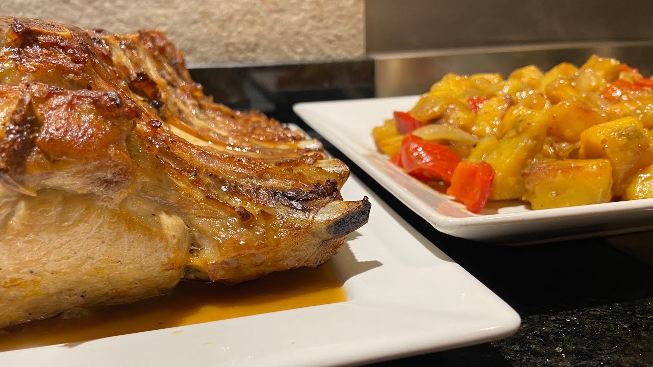Carre de cerdo con batatas caramelizadas