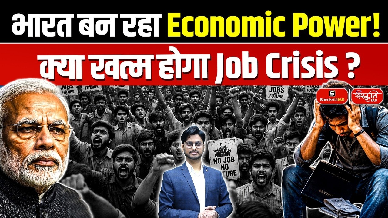 India&rsquo;s Economic Rise vs Employment Crisis | Can Growth Create Enough Jobs? | Sanskriti IAS