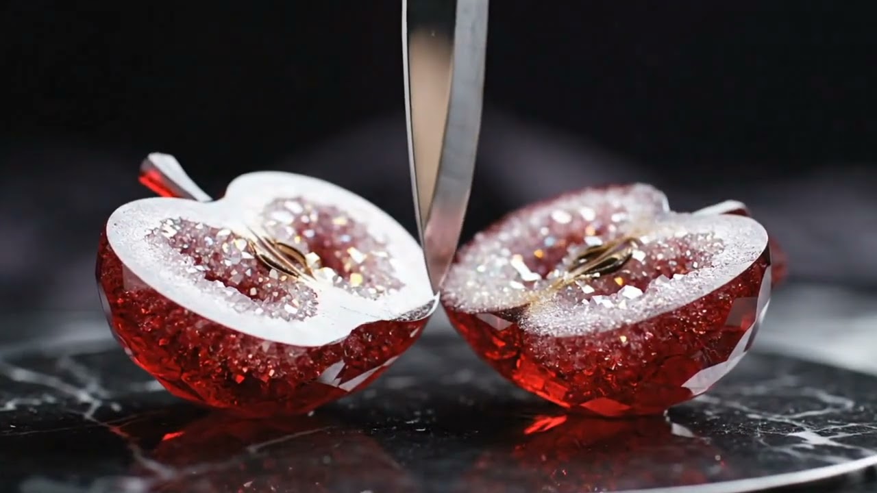 2 Minutes of Crystal Cutting ASMR 💎 | Glass Fruits, Cubes & Spheres | Ultra Satisfying 8K