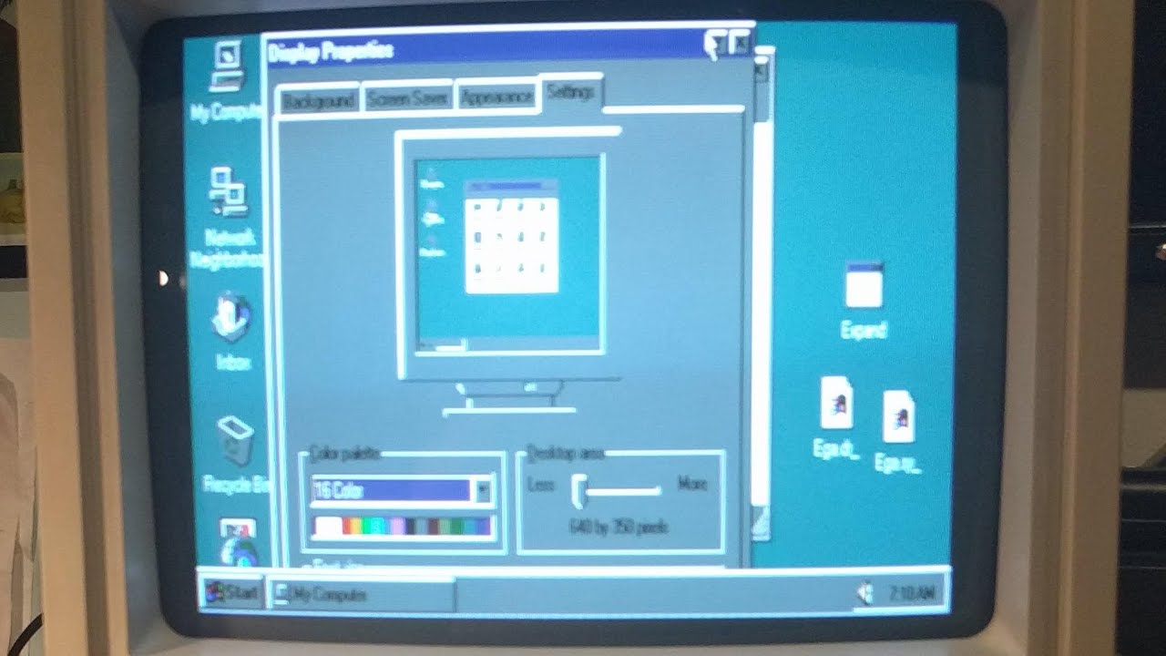 Windows 95 на EGA мониторе + видео драйвер 86box 5.2