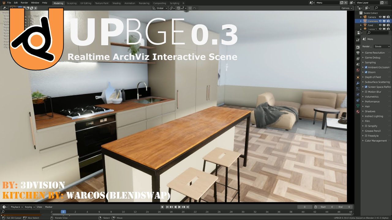 Realtime ArchViz Interactive Scene (UPBGE 0.3) Blender 2.91