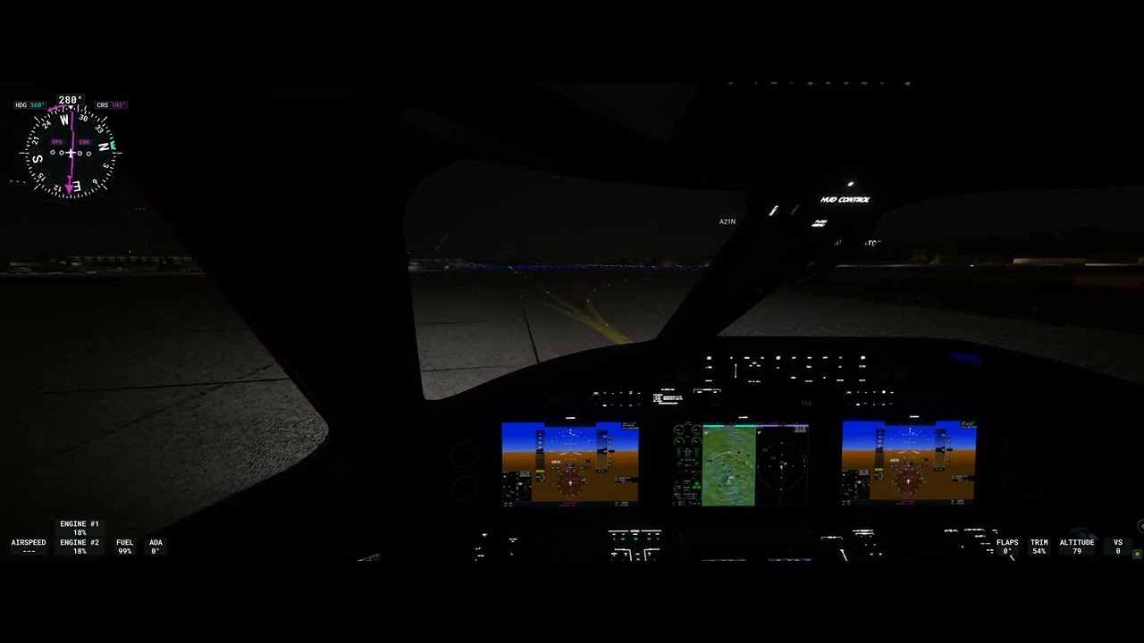 MSFS Take off from heathrow at night and another pilot comes very close for a look