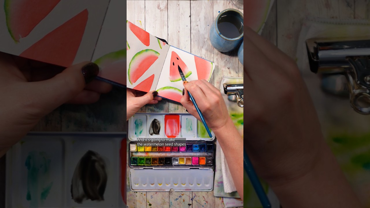Are you 😬 to start? Try this watercolor watermelon! #easywatercolor
