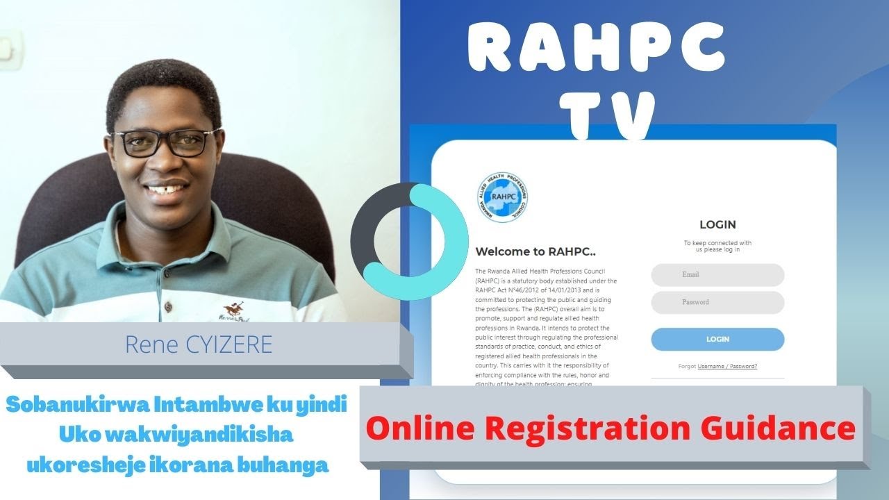 Kurikira Intambwe ku yindi uburyo bushya wakoresha wiyandikisha Muri RAHPC ukoresheje murandasi