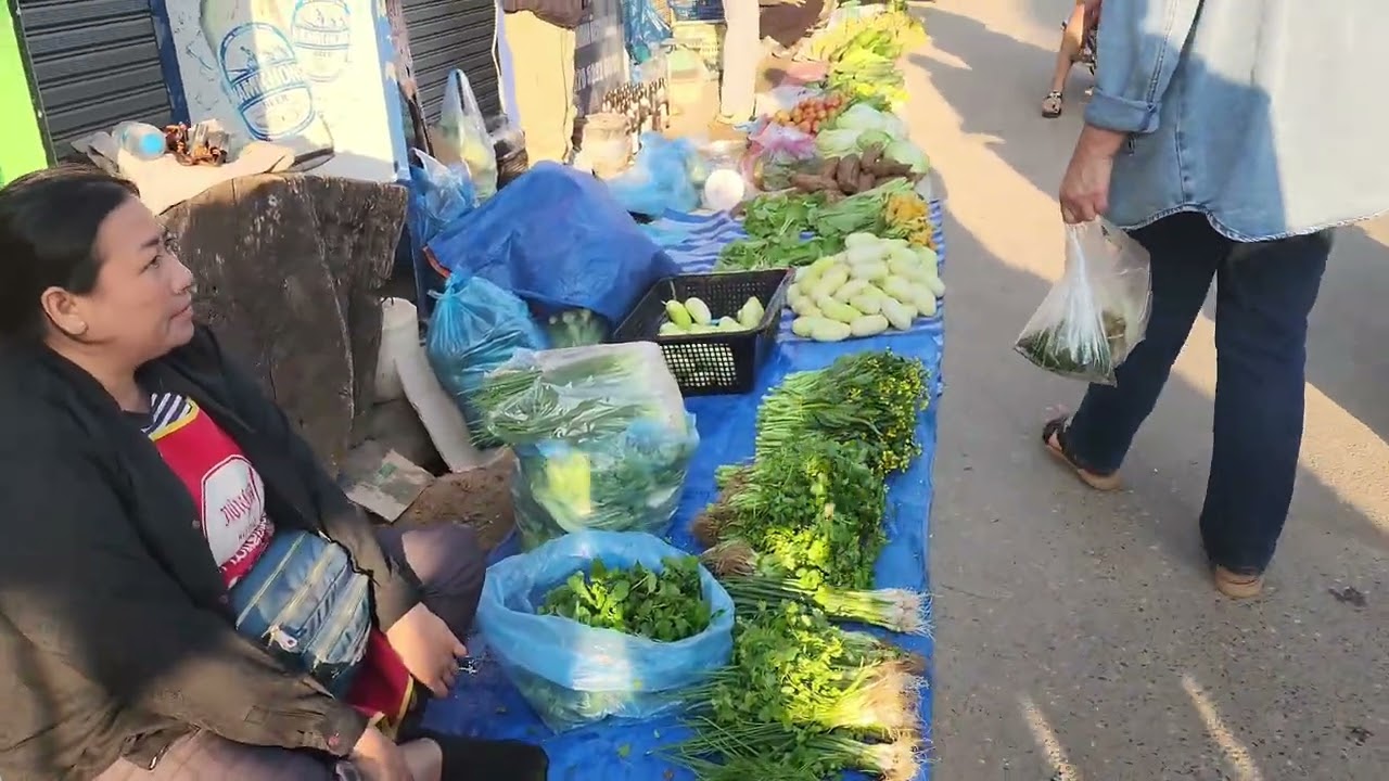 Vang Vieng sidework Morning Market