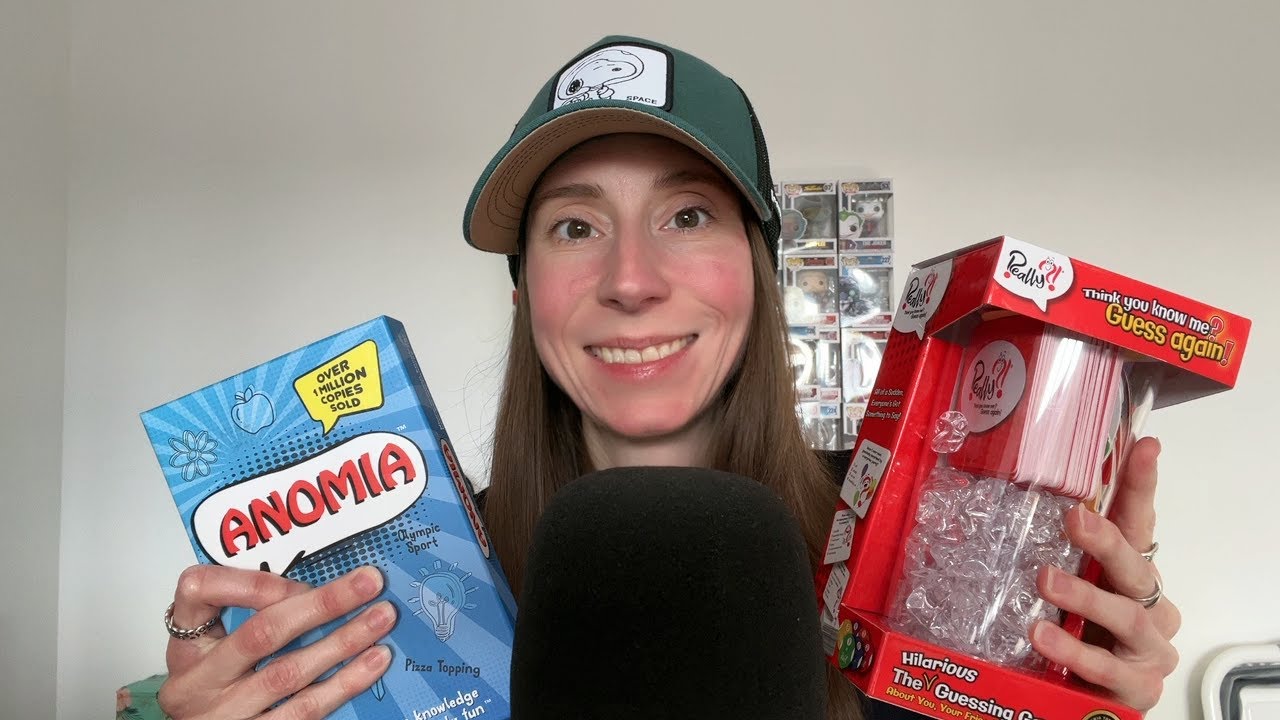 ASMR Eating Hard Crunchy Candy and Whispered Ramble Show and Tell of Board Games